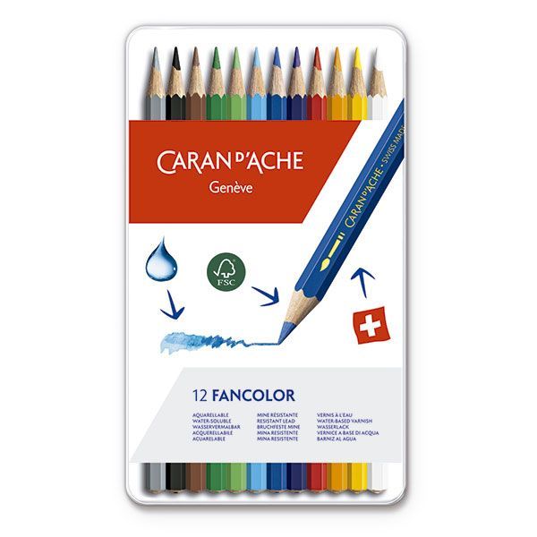 Caran d'Ache Pencils Fancolor Watercolor Tin Case