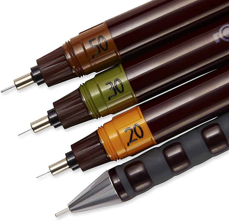 rOtring Isograph Technical Drawing Pens, Set, 3-Pen College Set, Brown