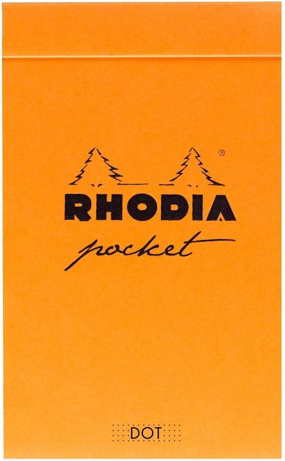 RHODIA 8550C - Pocket Stapled Notepad Black or Orange - 7.5 x 12 cm - Dotted Dot - 40 Detachable Sheets - 80G Clairefontaine Paper - Soft and Resistant Coated Card Cover - Classic