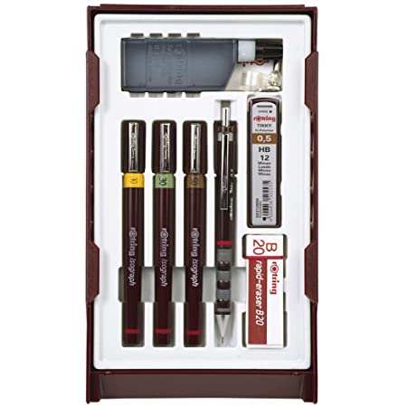 rOtring Isograph Technical Drawing Pens, Set, 3-Pen College Set, Brown