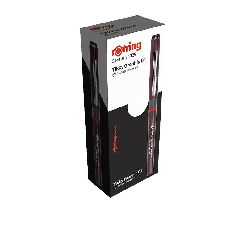 rOtring Tikky Fine Liner Fiber Tip Graphic Pen, 0.1 mm, Black Ink
