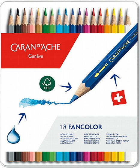 Caran d'Ache Pencils Fancolor Watercolor Tin Case