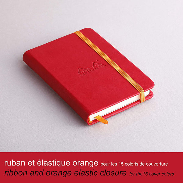 *Rhodiarama hardcover ntbk POPPY 9x14cm 96sh. plain ivory 90g paper +elastic - 118633C